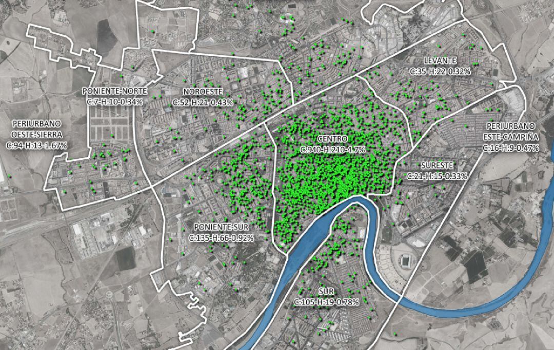 Plano del estudio sobre la situación de pisos turísticos.