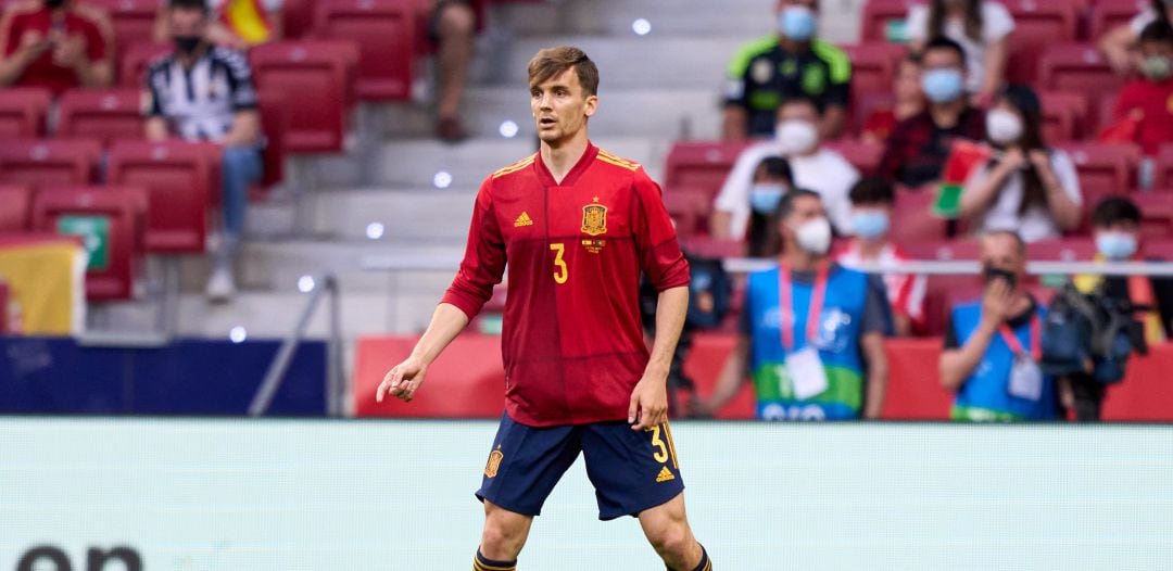 Diego Llorente, durante el amistoso ante Portugal