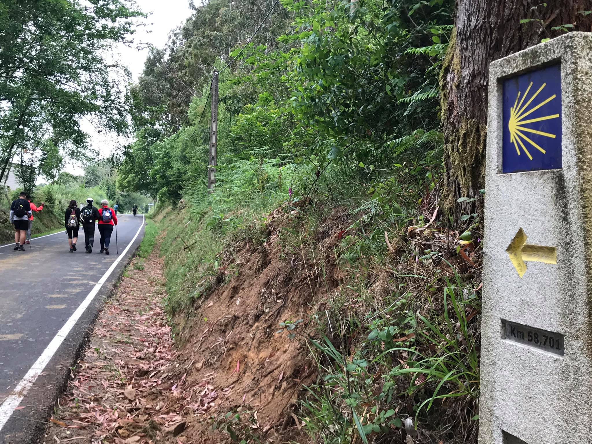 Varios peregrinos jienenses en una etapa del Camino de Santiago.