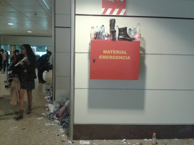 Imagen del aeropuerto de Barajas tras casi cuatro días de huelga de limpieza