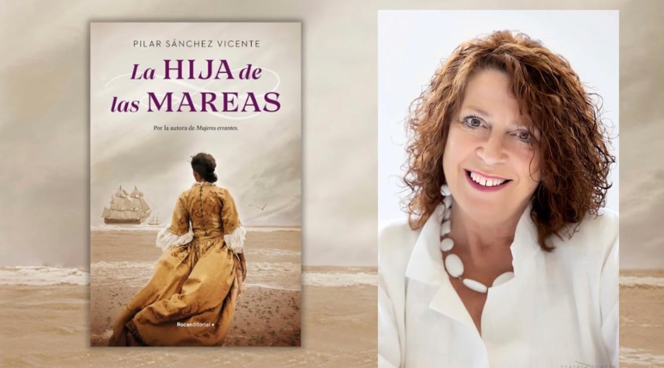 La autora asturiana Pilar Sánchez Vicente y su obra 'La Hija de las Mareas'.