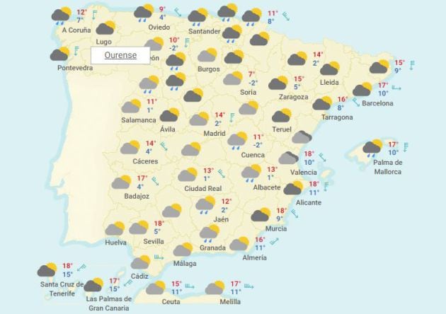 Mapa previsto para el martes 1 de mayo.