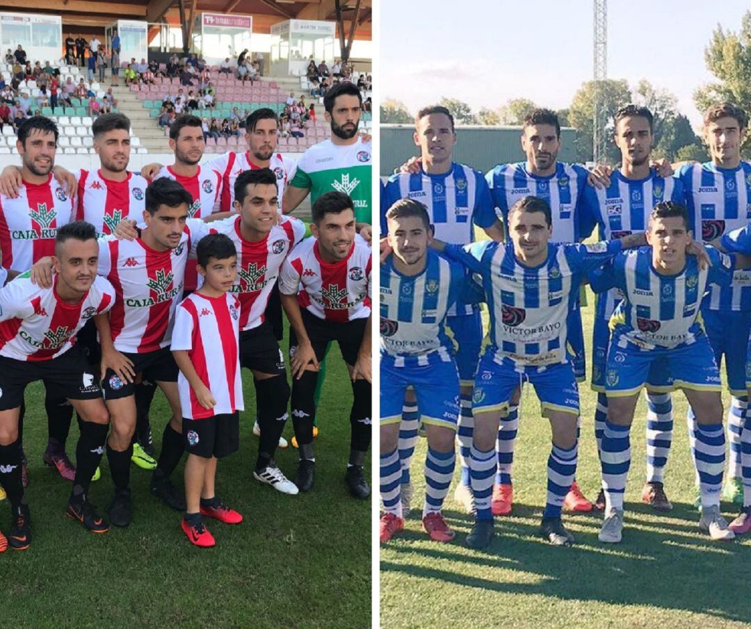 Dos de los onces de rojiblancos y blanquiazules durante este temporada.