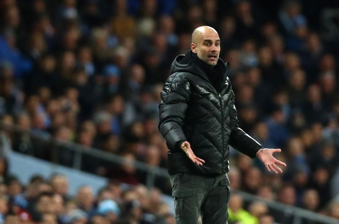 Pep Guardiola durante el último partido en el Etihad