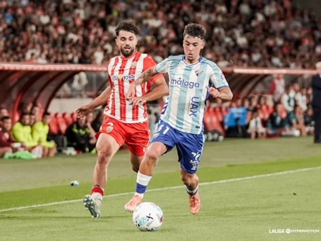 El defensa del Málaga Rafita, en el partido contra el Almería