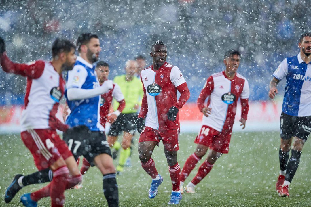 Araujo, Beltrán, Aidoo y Tapia durante el Alavés-Celta