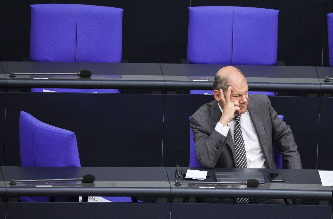 El ministro de finanzas alemán, Olaf Scholz, durante una sesión especial en el Bundestag