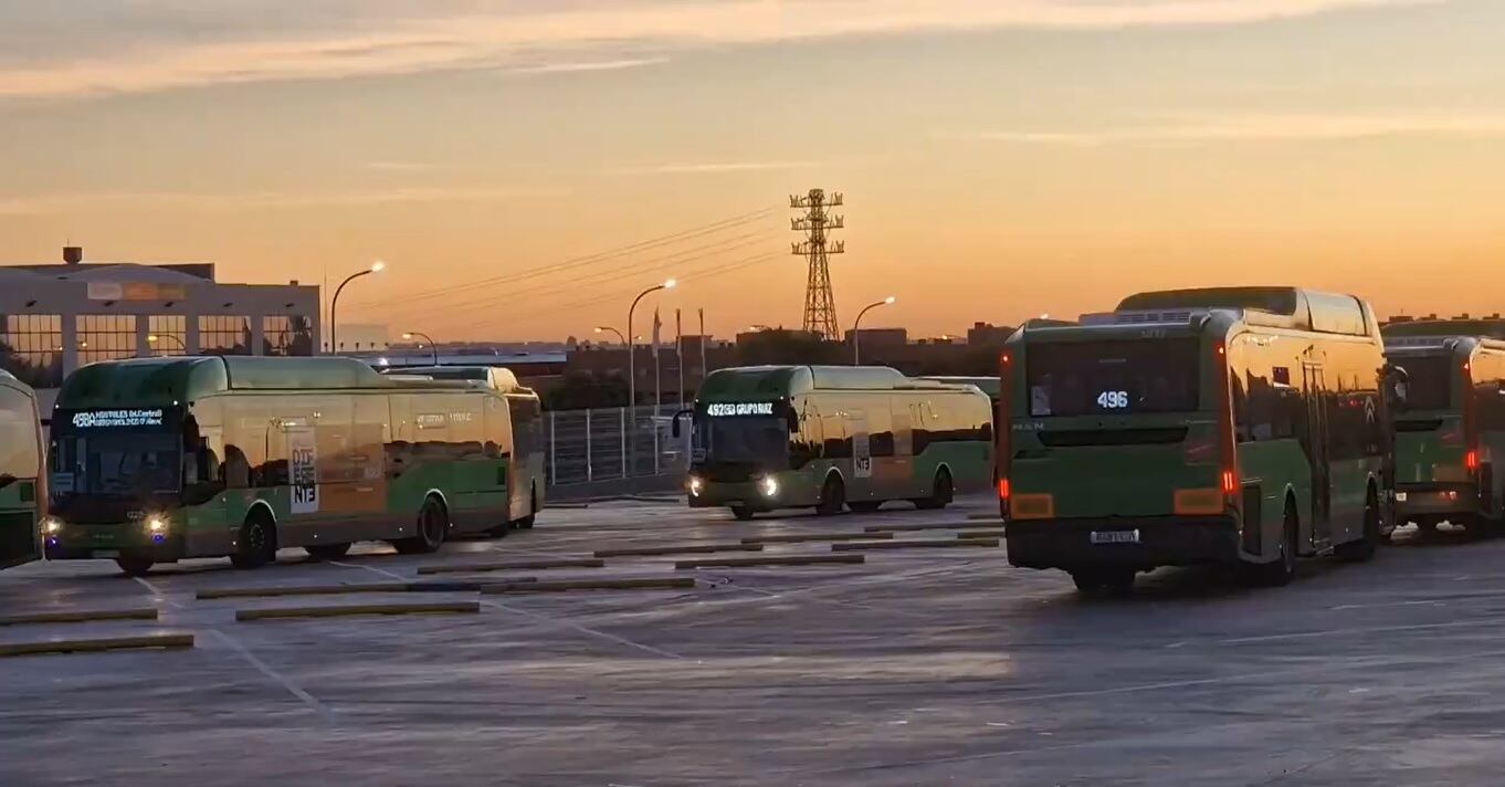 Imagen de las cocheras de la empresa de autobuses Martín en Leganés