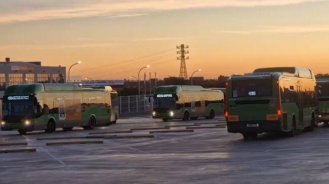 Imagen de las cocheras de la empresa de autobuses Martín en Leganés