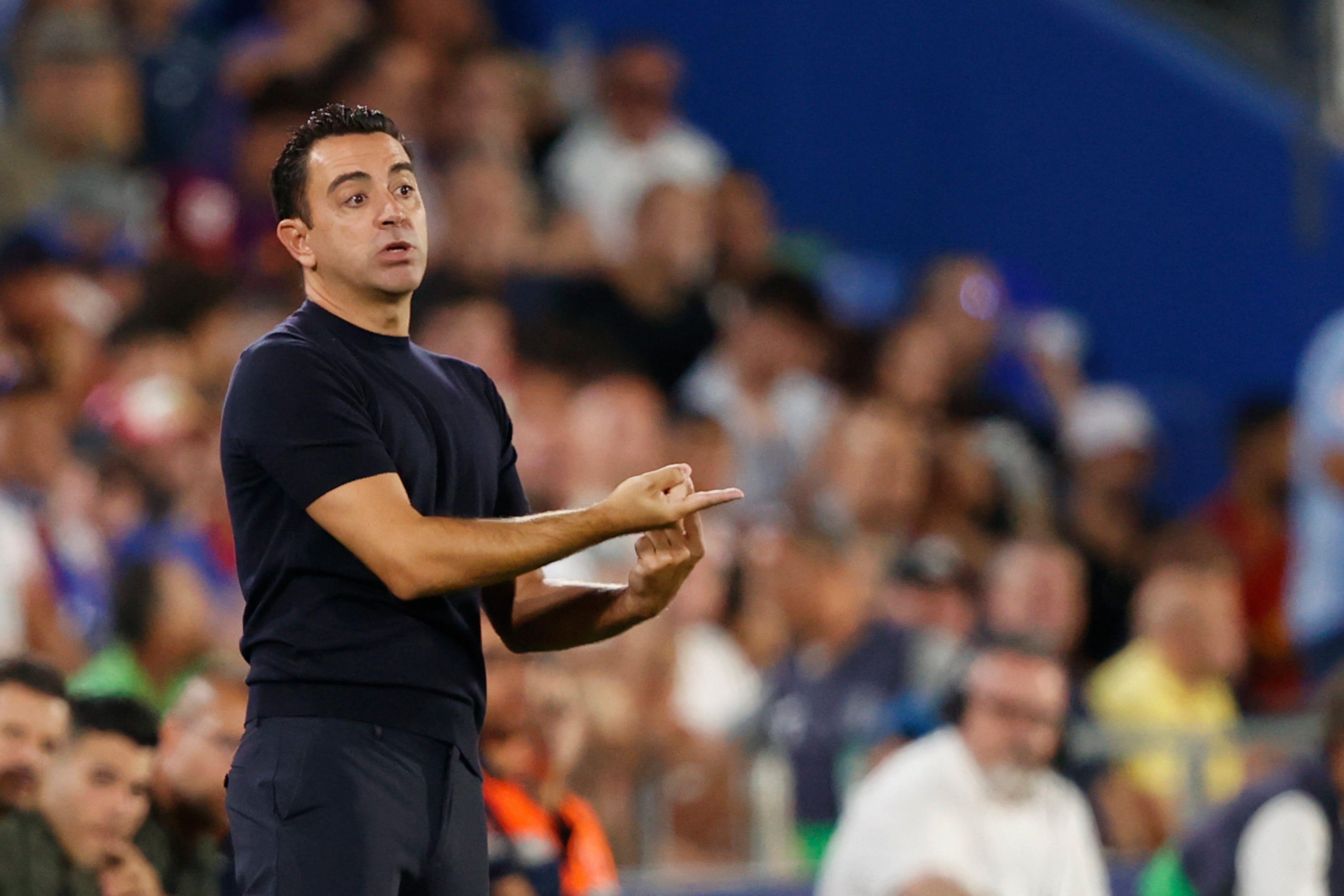 Xavi Hernández, durante uno de los partidos de esta liga