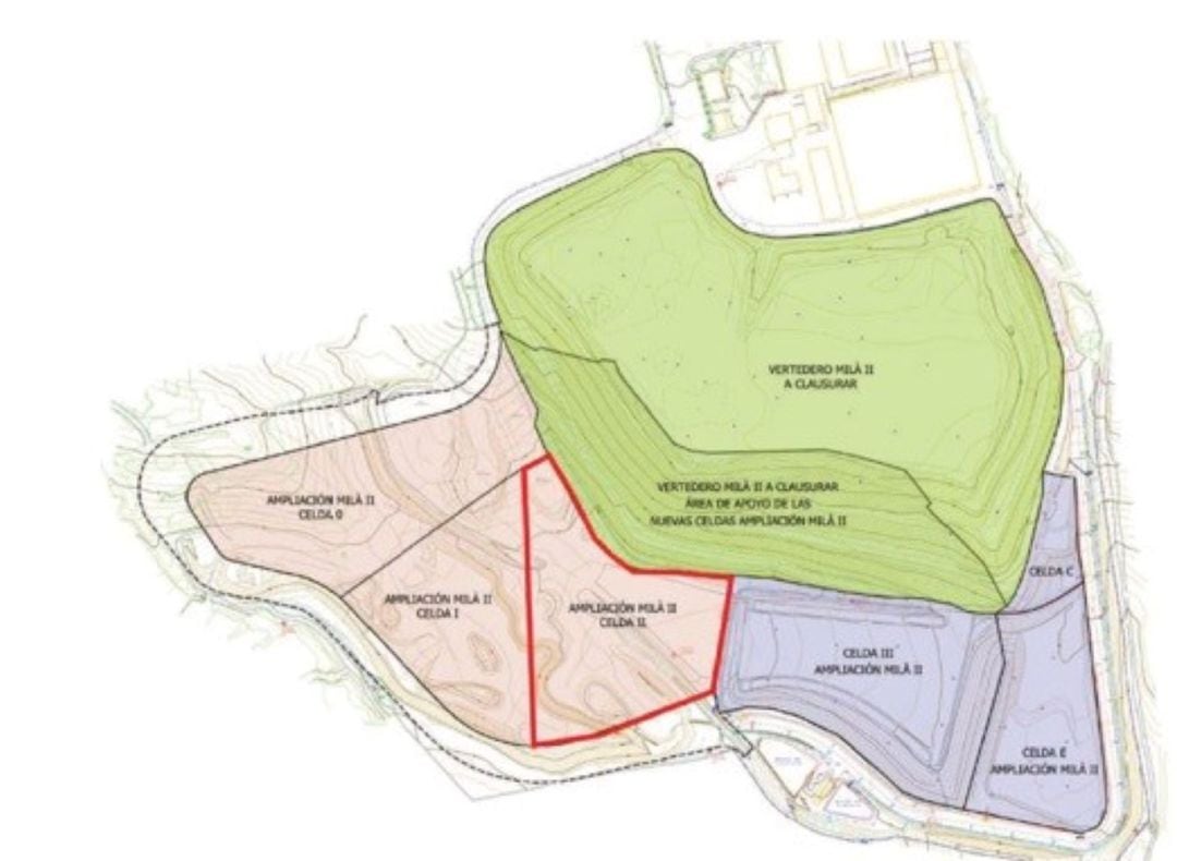 Mapa de la ampliación del vertedero de Milà II.