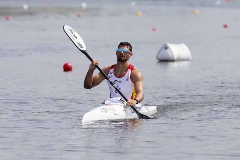 Roi Rodríguez al finalizar su serie de K-1 1.000 metros