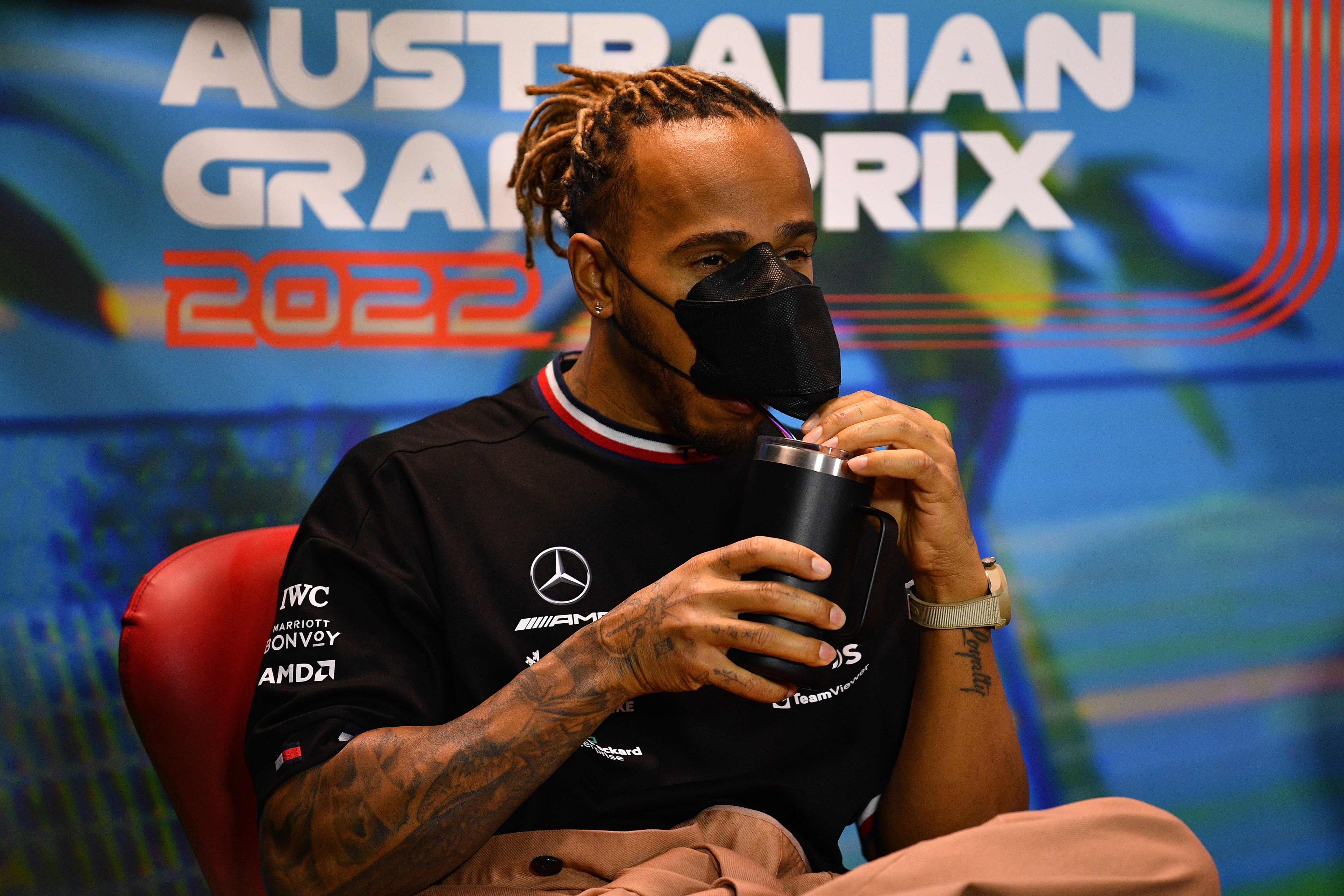 Lewis Hamilton, en una rueda de prensa en el GP de Australia