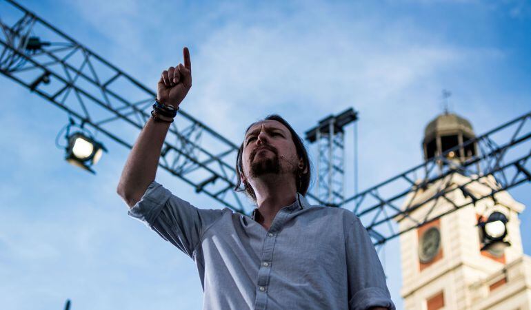 Pablo Iglesias durante un discurso en la Puerta del Sol, en Madrid. (Imagen de archivo)