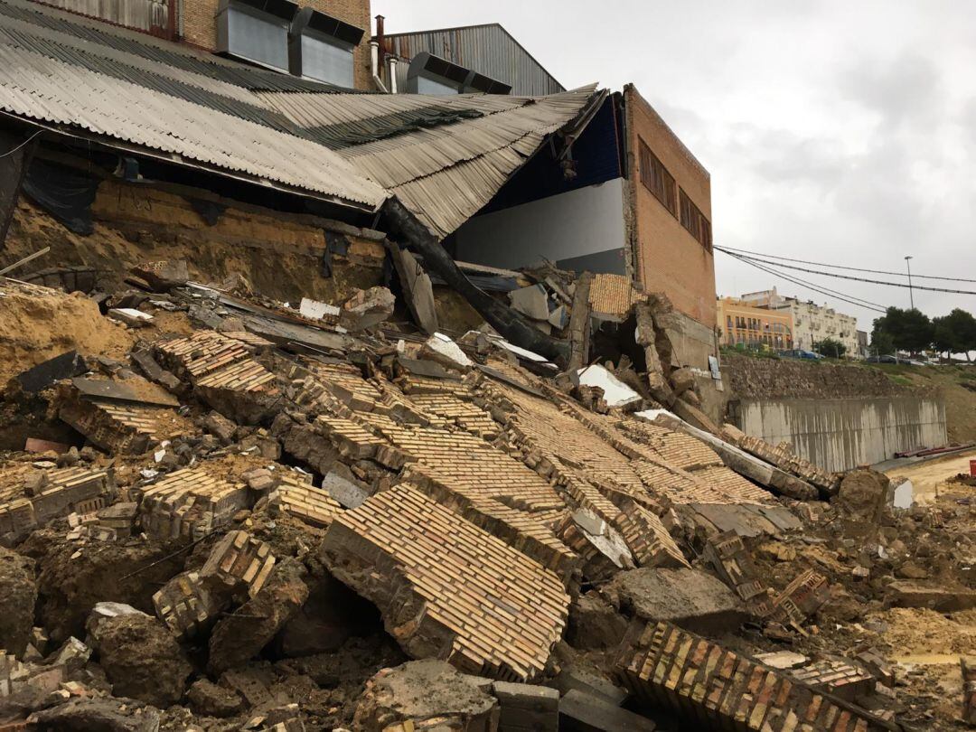 Cae parte de un antiguo concesionario de coches en Jerez