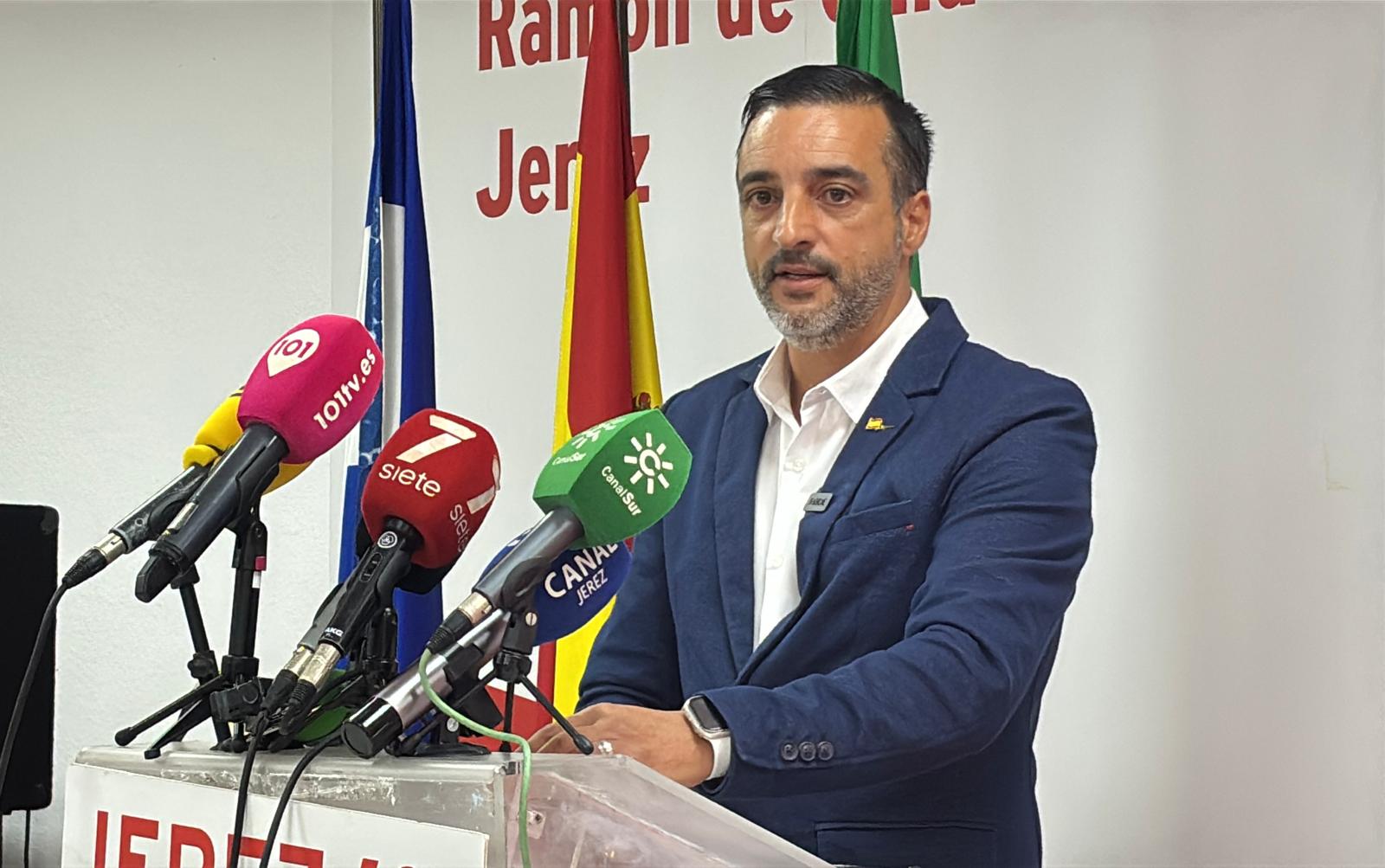 José Antonio Díaz, portavoz del PSOE de Jerez, durante una rueda de prensa