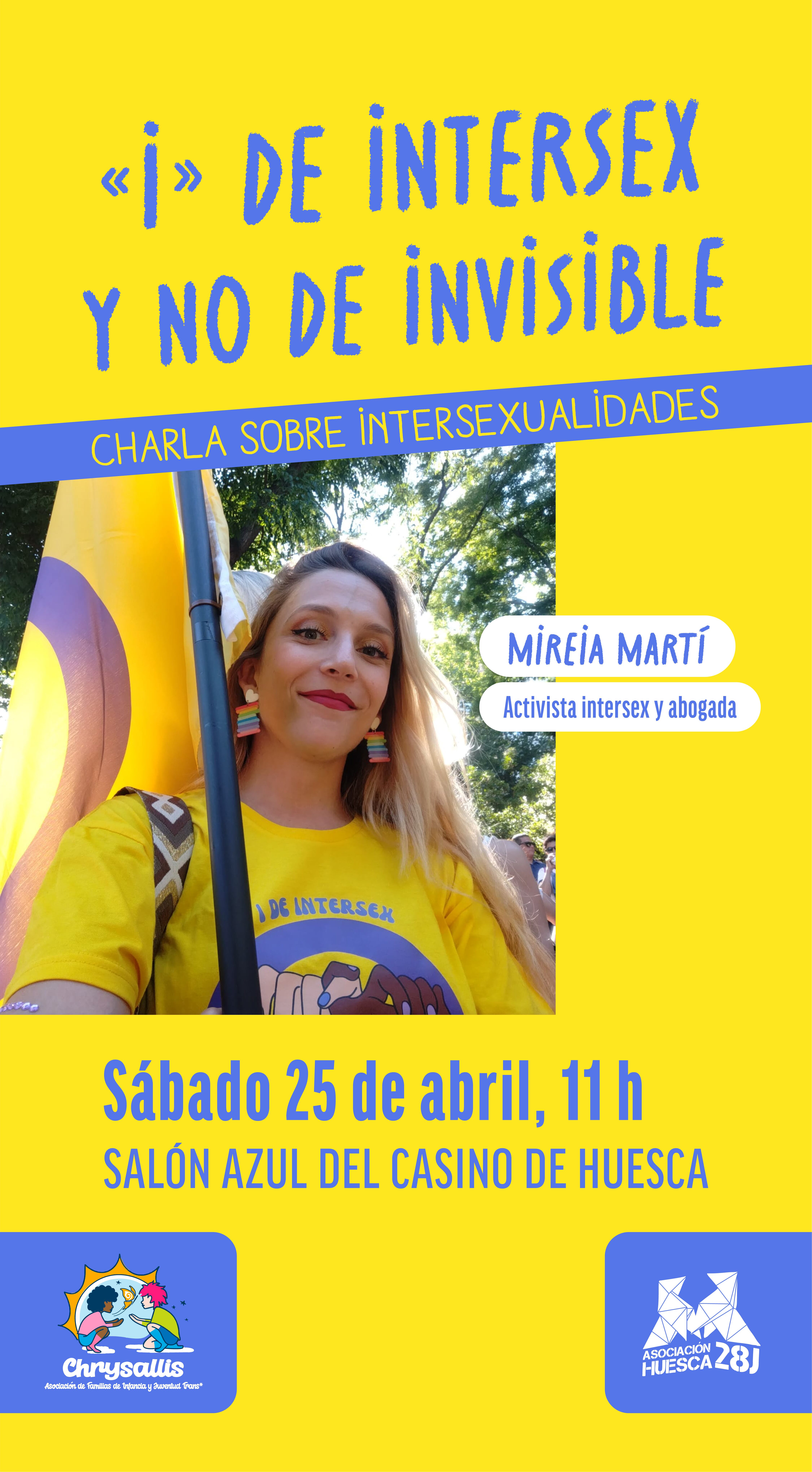 Cartel de la charla sobre intersexualidades en Huesca de este sábado