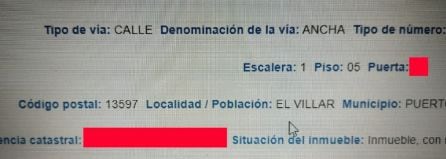 Domicilio de la calle Ancha de Puertollano, pero registrada en El Villar