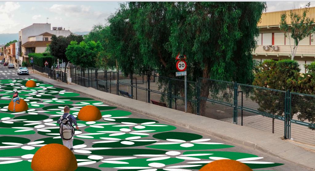 Simulación de una de las vías seguras sobre las que se trabajará en los entornos de los colegios