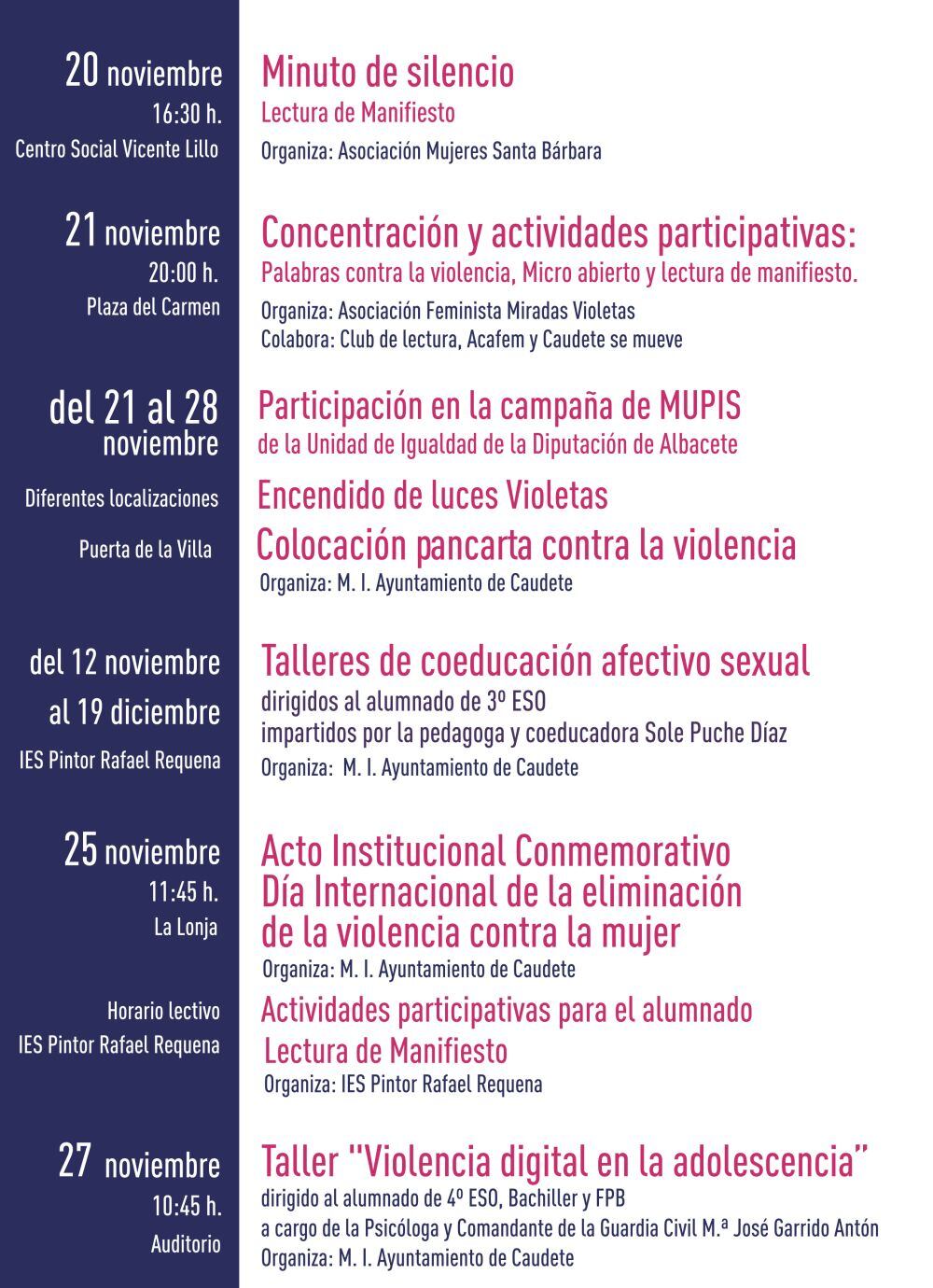 Cartel del 25 N en Caudete