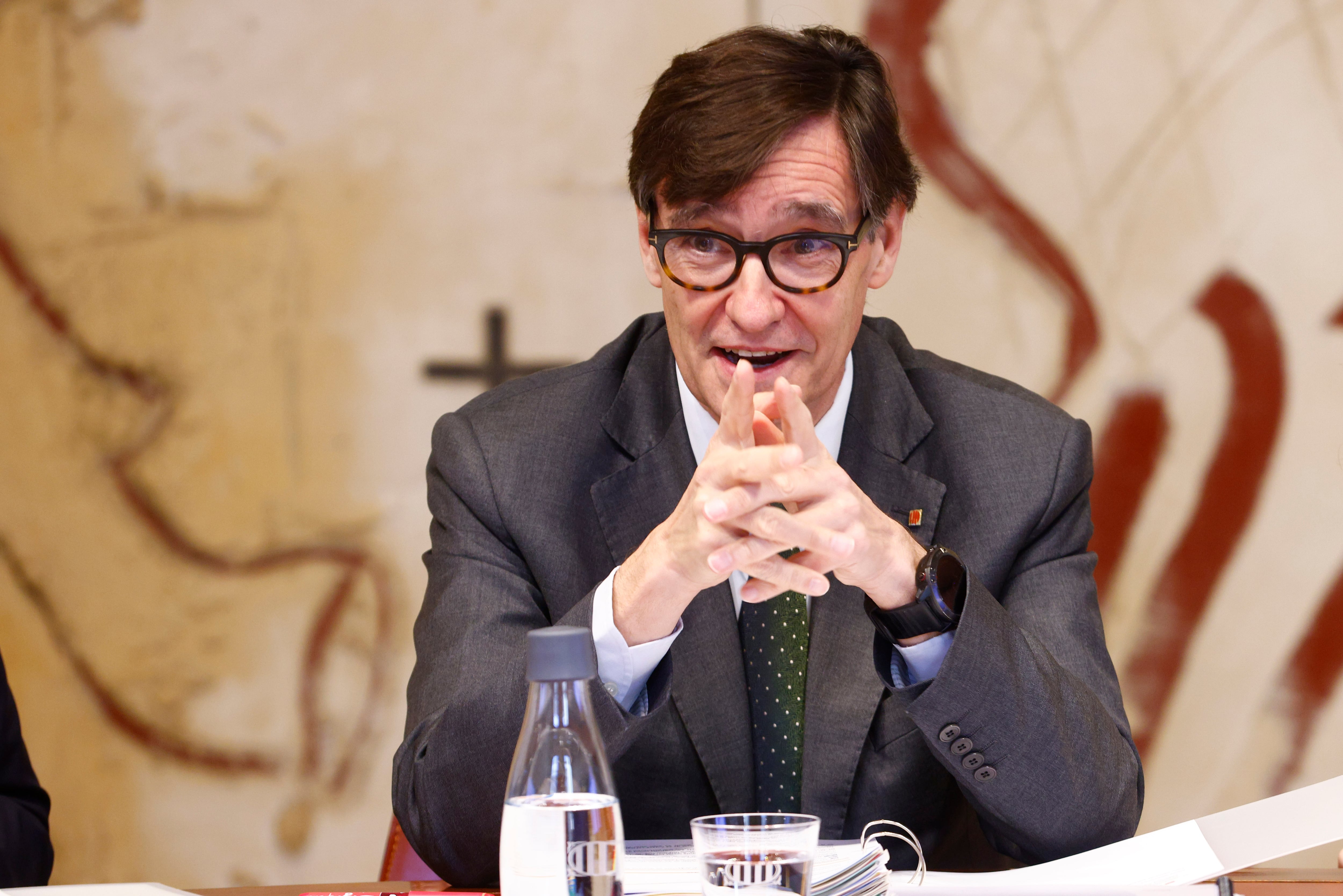 El president de la Generalitat, Salvador Illa, durante la reunión semanal del Govern.