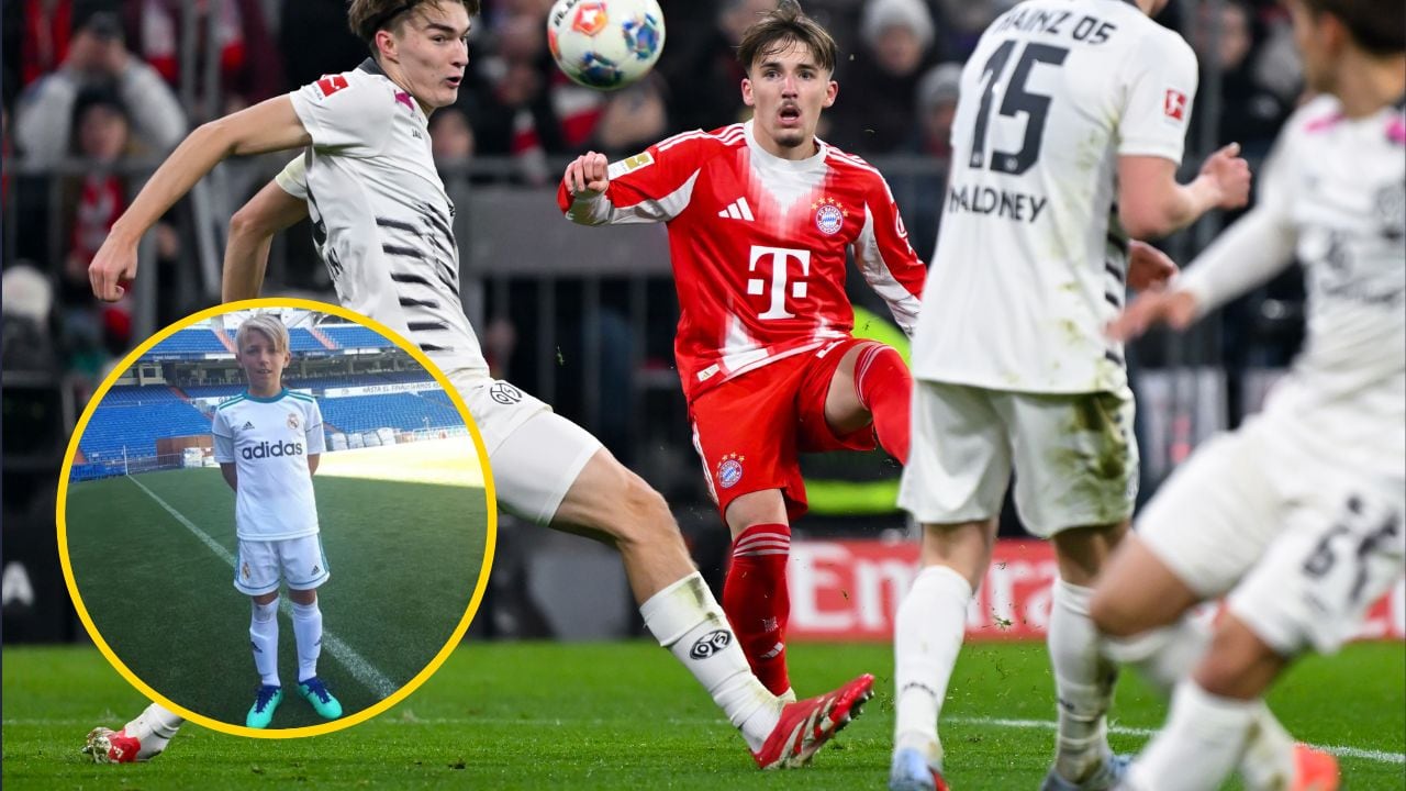 Lennart Karl juega un partido con el Bayern de Múnich