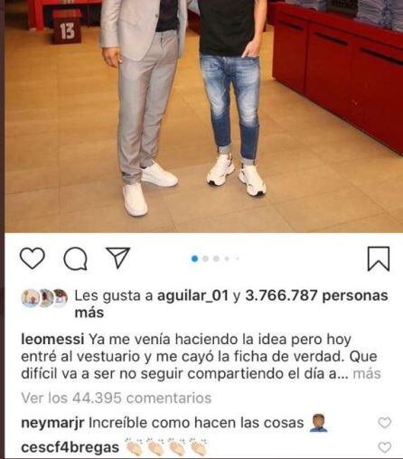 Captura de pantalla de las respuestas al mensaje de Messi