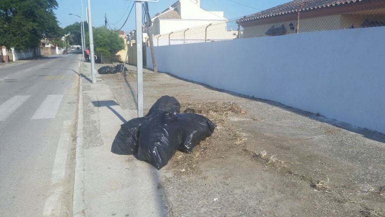 El ayuntamiento limpia de hierbas la acera de la Avda. Diputación en El Rinconcillo.