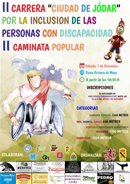 Cartel anunciador del la II Carrera por la Inclusión de las Personas con DIscapacidad del próximo sábado