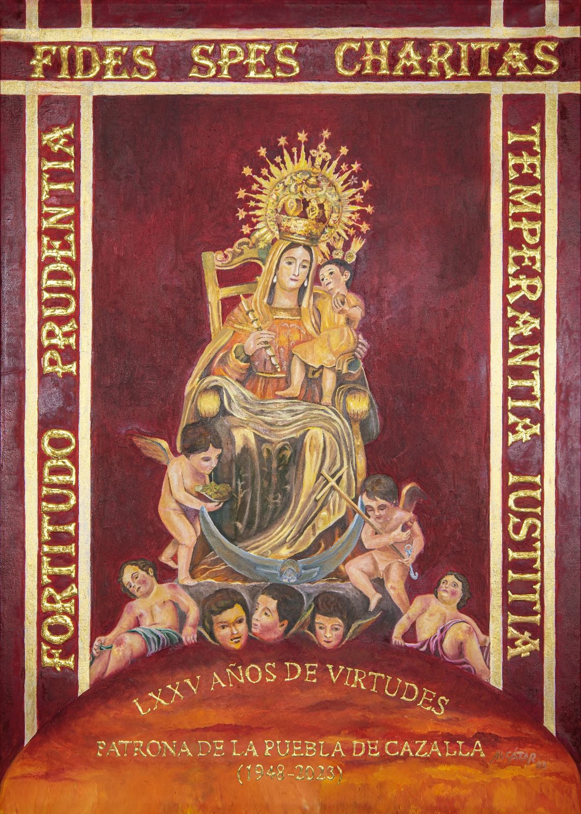 Cartel de Manuel Martín Alcázar por el 75º aniversario de la Virgen de las Virtudes de La Puebla de Cazalla