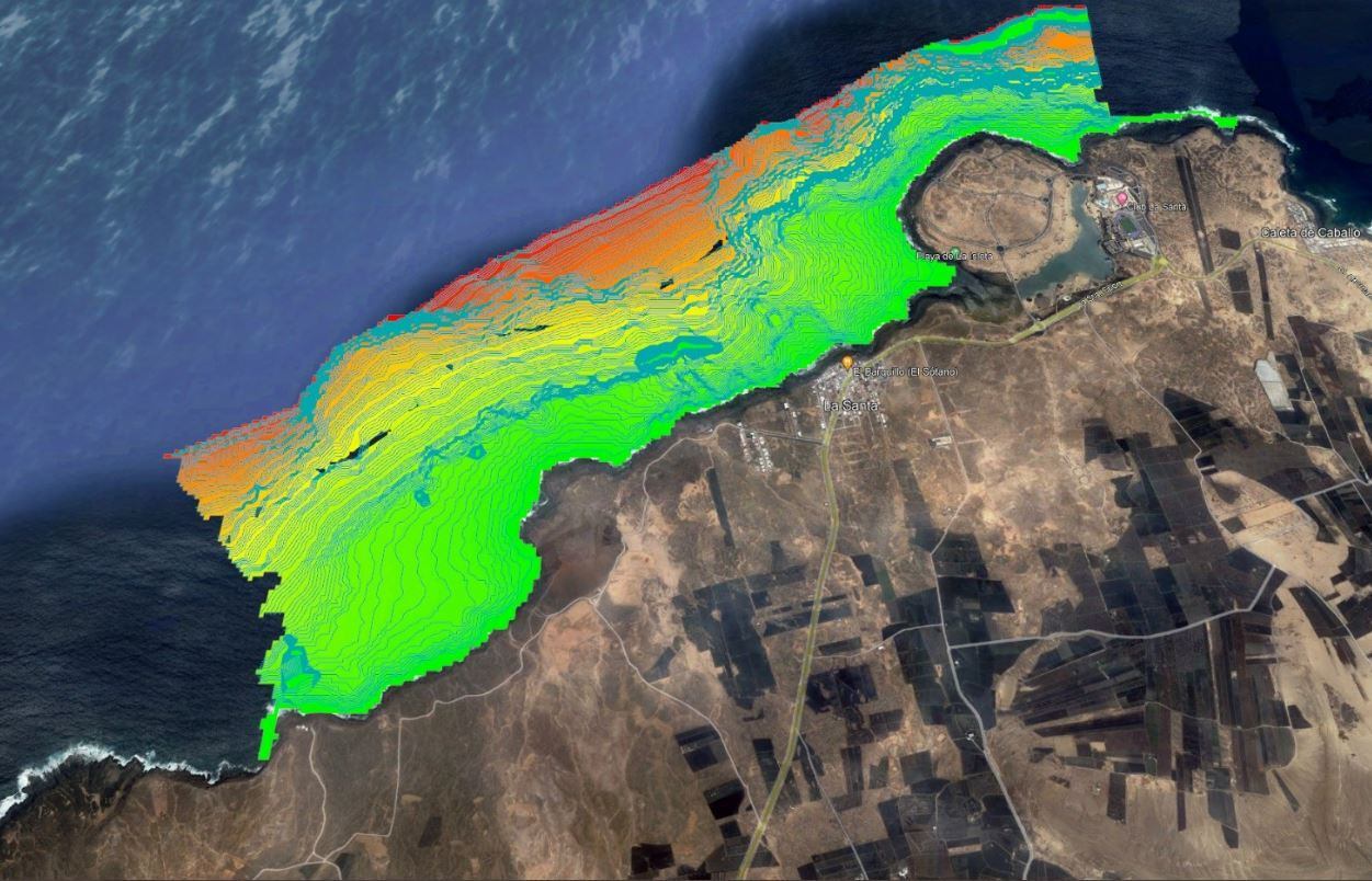 Mapa de la zona inicial prevista para el emisario submarino de salmuera.