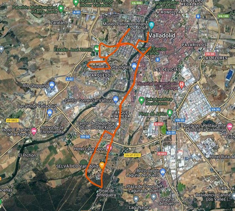 Recorrido de la etapa en Valladolid