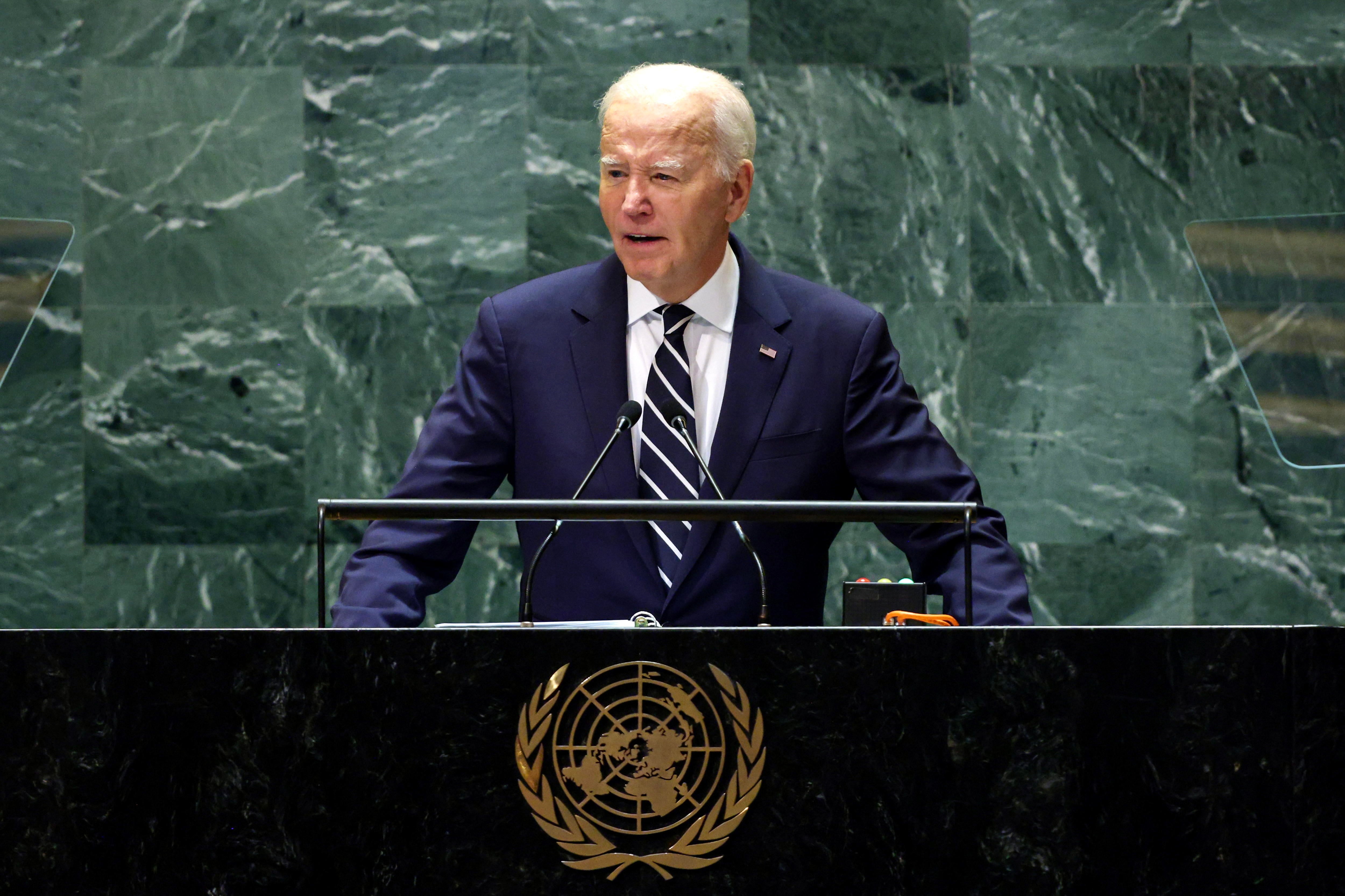 El presidente de Estados Unidos, Joe Biden, durante el Debate General de la 79º sesión de la Asamblea de la ONU.