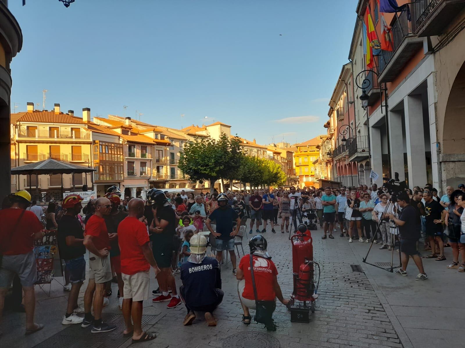 Imagen de la protesta de los bomberos de Aranda