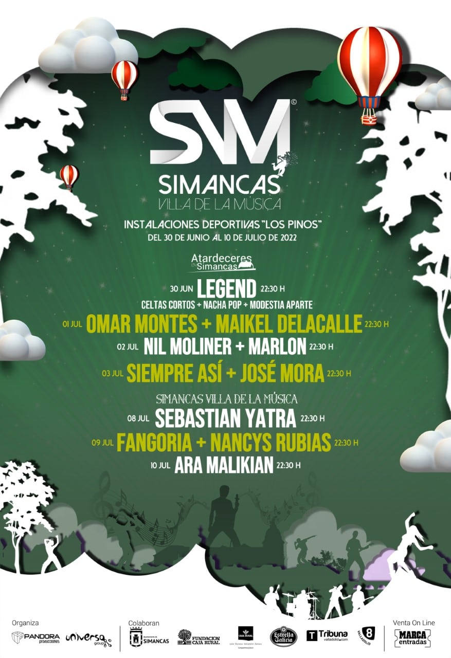 Sebastián Yatra, Omar Montes y Fangoria encabezan la programación de ‘Simancas, Villa de la Música’