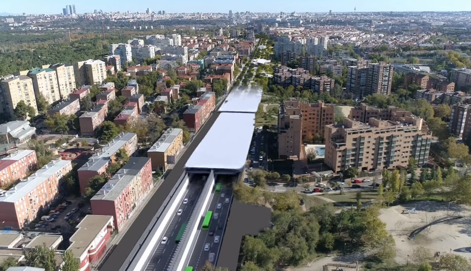 Imagen de un vídeo del Ayuntamiento de Madrid donde queda reflejado el futuro de la autovía del suroeste tras las obras de soterramiento