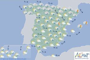 Mapa de Aemet para el viernes 13 de mayo.