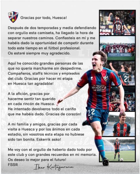 Despedida de Iker Kortajarena en la redes sociales