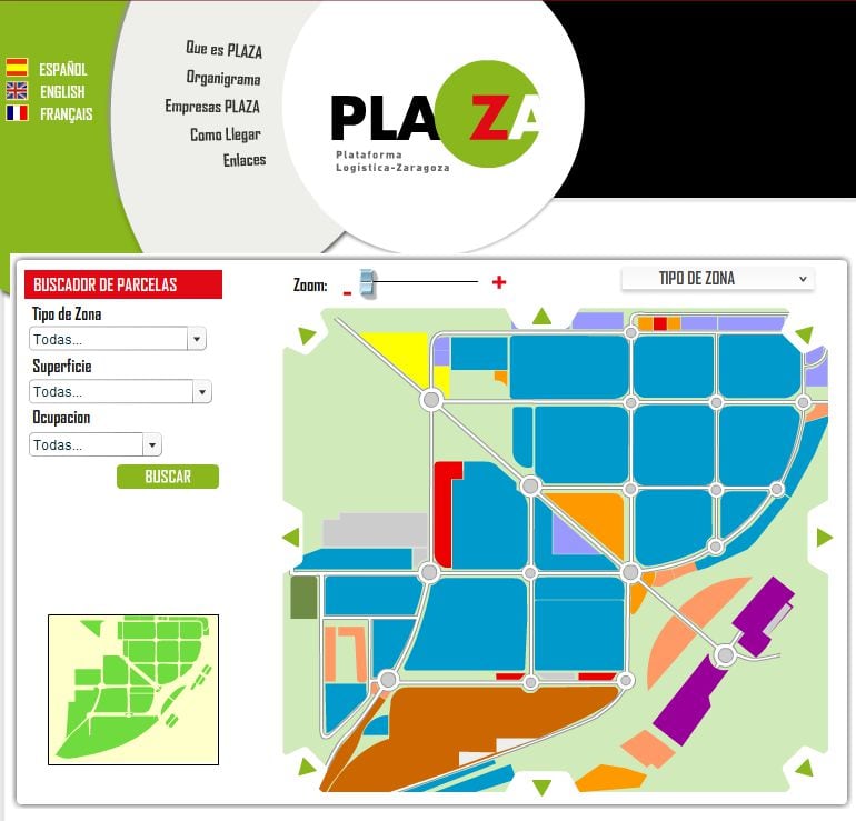 Captura de pantalla de la página web de la Plataforma Logística de Zaragoza. 