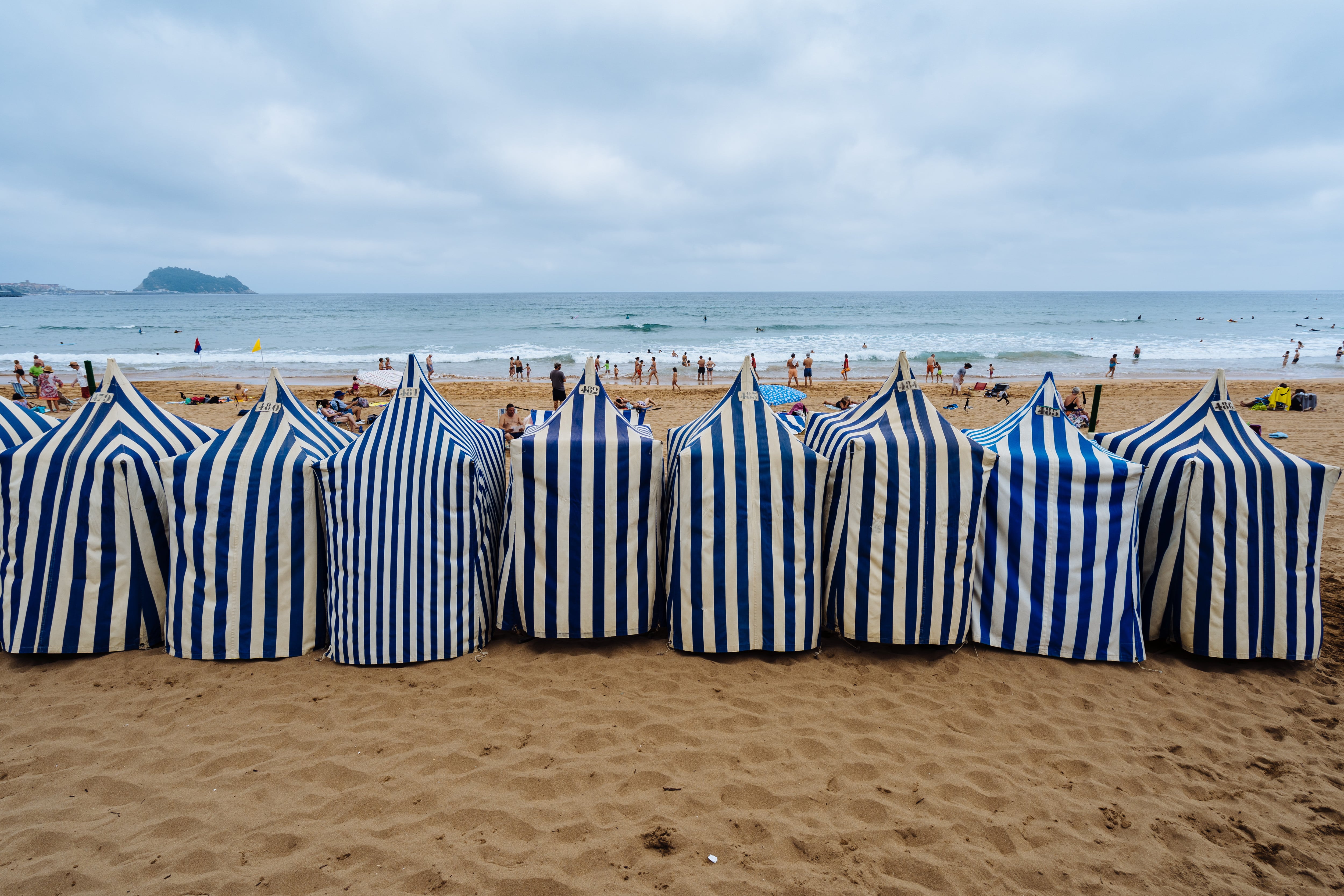 ZARAUTZ, GUIPUZCOA, BASQUE COUNTRY, SPAIN - 2019/07/25: Beach huts. (Photo by Raquel Maria Carbonell Pagola/LightRocket via Getty Images)