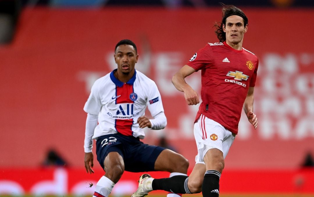 Cavani, durante el partido de la fase de grupos de la Champions frente al PSG