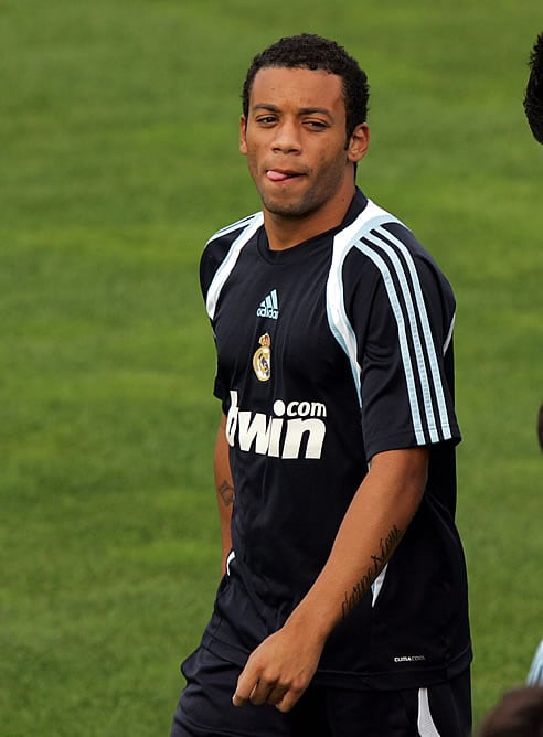 Marcelo, durante un entrenamiento con el Real Madrid