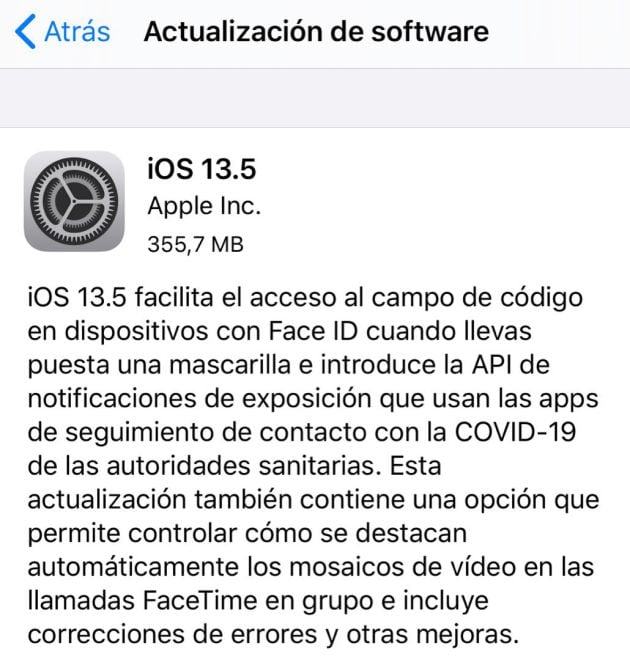 Así es la última actualización de software.