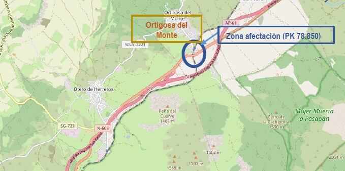 Obras en la N-603 a la altura de Ortigosa del Monte