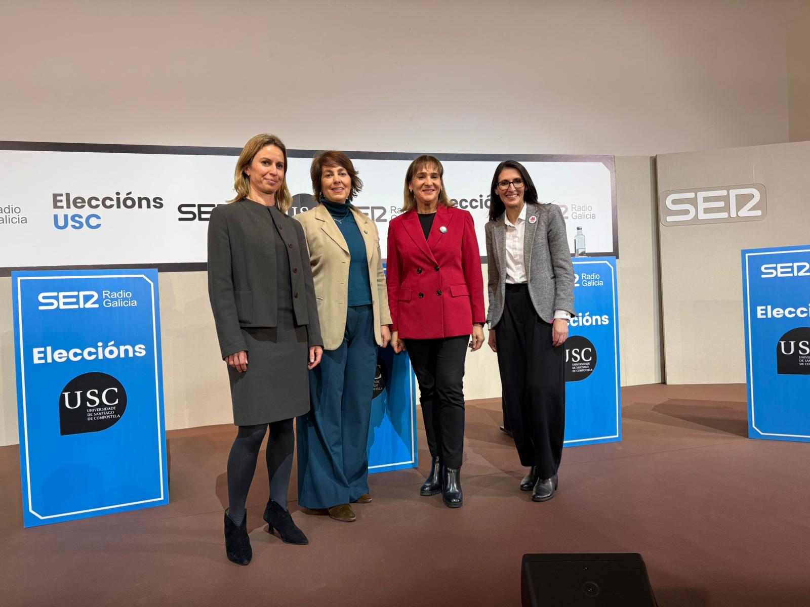 Maite Flores, Alba Nogueira, María José López Couso y Rosa Crujeiras, en el debate electoral organizado por la Cadena SER