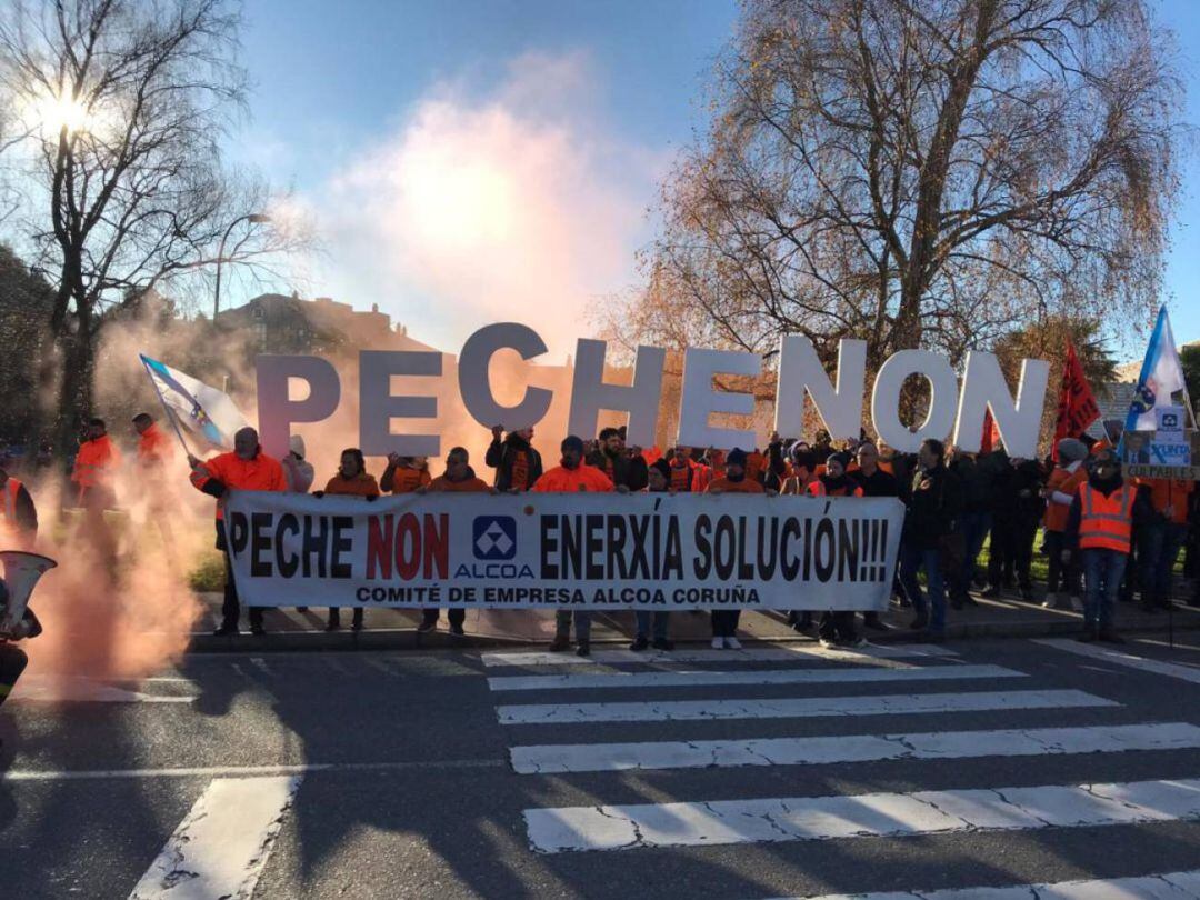 Protesta de los trabajadores de Alcoa