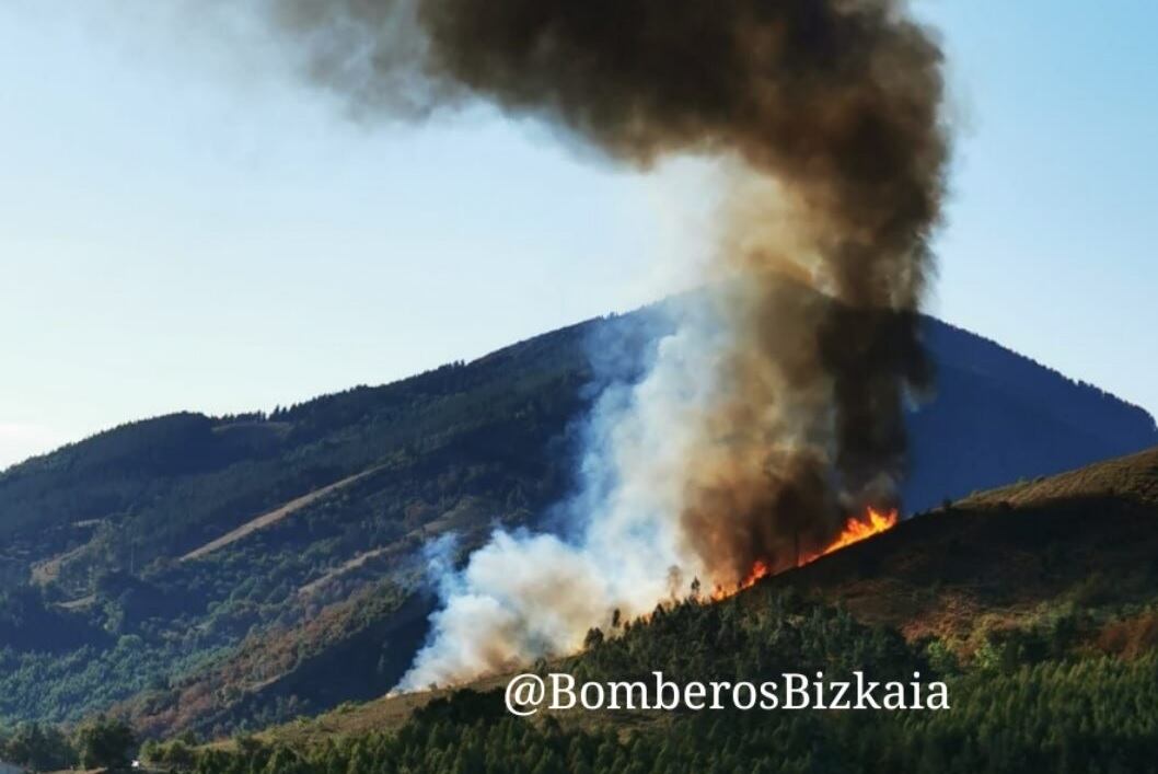 Incendio en Zalla. / @BomberosBizkaia