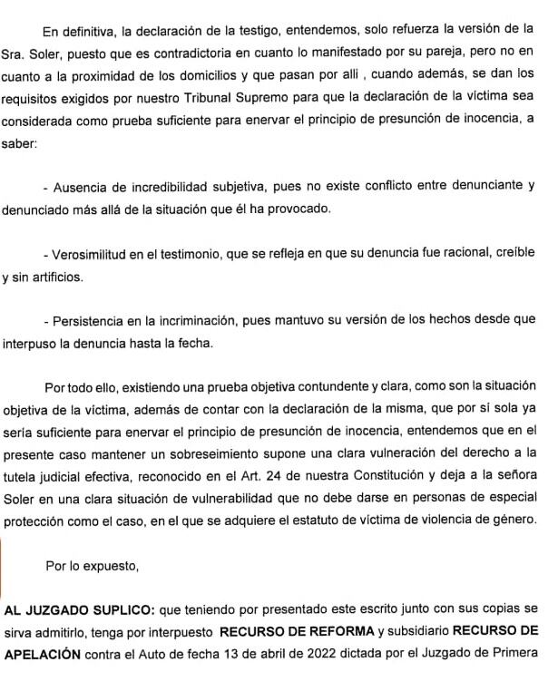 La abogada de la víctima interpone un recurso tras la última denuncia