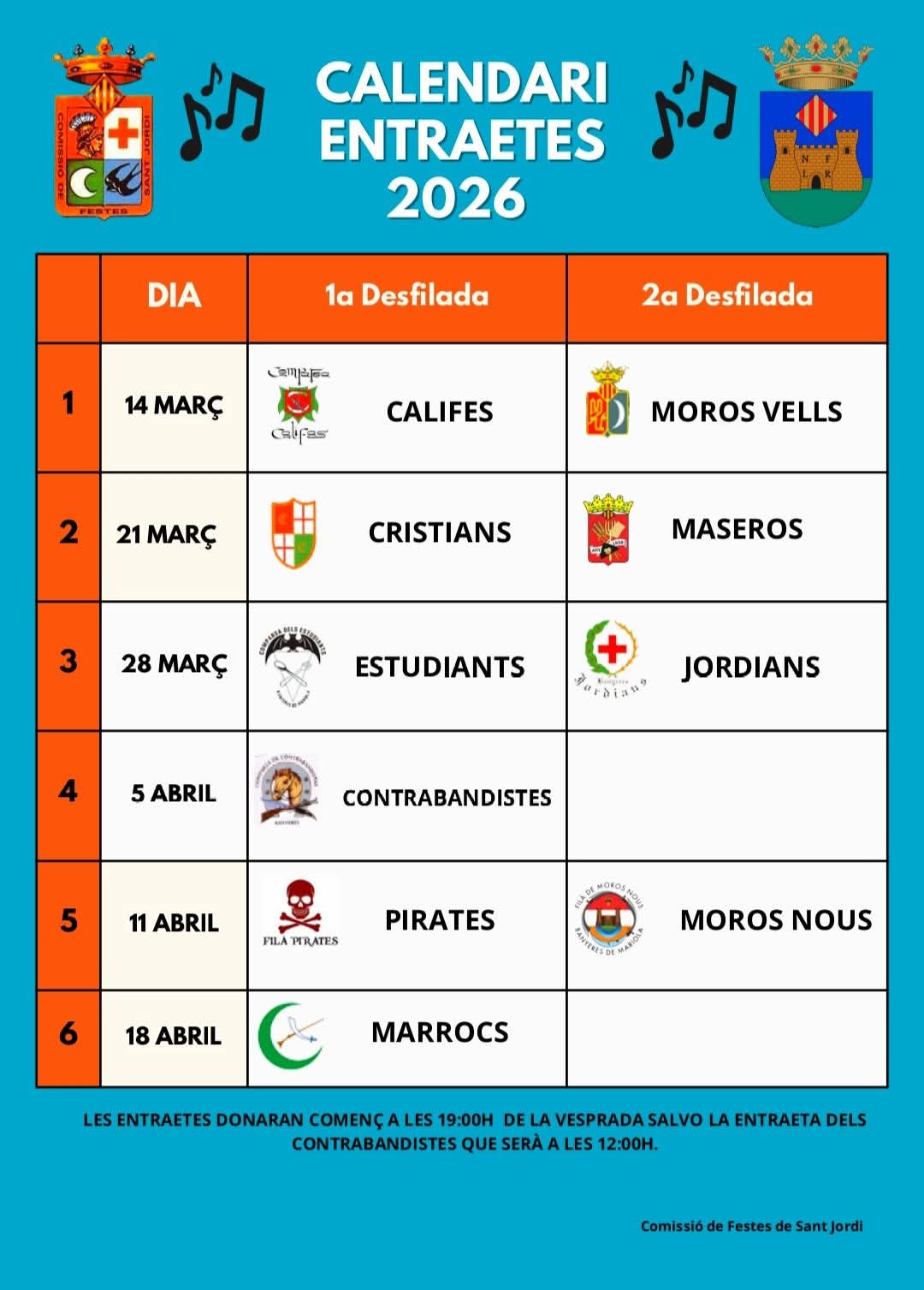 Calendario de entraetas en Banyeres de Mariola