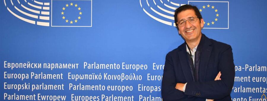 Jose Manuel Caballero presidente de la Diputación de Ciudad Real en la sede del Parlamento Europeo